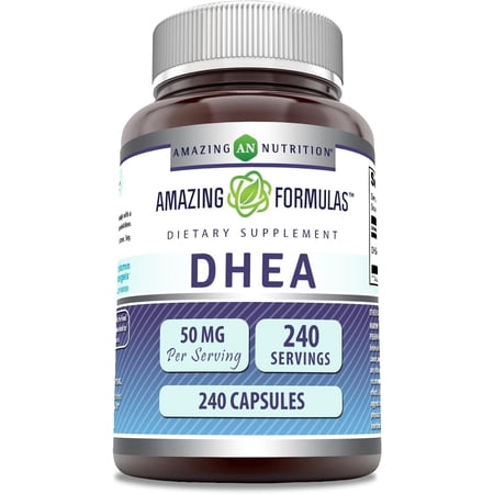 Amazing Formulas DHEA 50Mg Per Serving 240 Capsules Supplement | Non-GMO | Gluten Free | Ideal for Vegetarians | Dehydroepiandrosterone Capsules for Men & Women