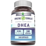 Amazing Formulas DHEA 50Mg Per Serving 240 Capsules Supplement | Non-GMO | Gluten Free | Ideal for Vegetarians | Dehydroepiandrosterone Capsules for Men & Women