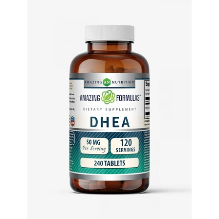Amazing Formulas DHEA 50mg Per Serving 240 Tablets Supplement | Non-GMO | Gluten Free | Made in USA