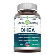 Amazing Formulas DHEA 50mg Per Serving 240 Tablets Supplement | 25mg Per Pill | Non-GMO | Gluten Free | Made in USA