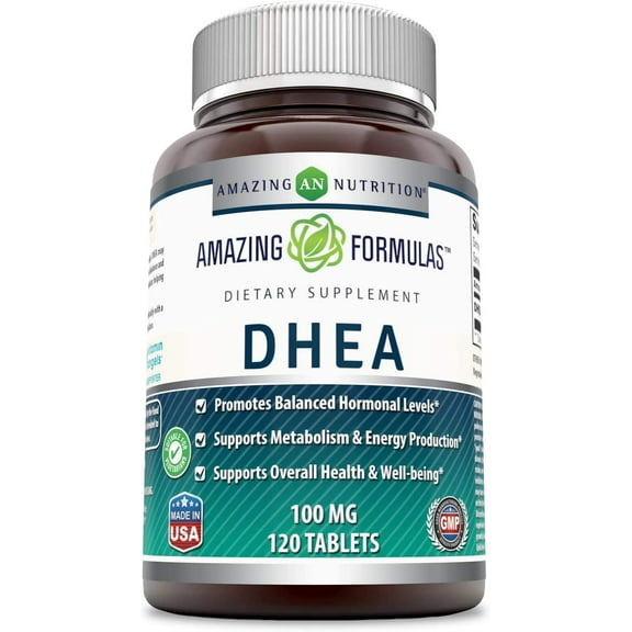 Amazing Formulas DHEA Dietary Supplement 100 Mg, 120 Tablets (Non GMO,Gluten Free)