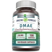 Amazing Formulas DMAE (Dimethylaminoethanol) 250 Mg Per Serving 100 Veggie Capsules Supplement | Non-GMO | Gluten Free | Made in USA