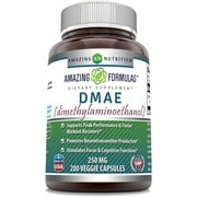 Amazing Formulas DMAE (Dimethylaminoethanol) 250mg Veggie Capsules -Supports Performance & Faster Workout Recovery* -Stimulates Focus & Cognitive Functions* (200 Count)