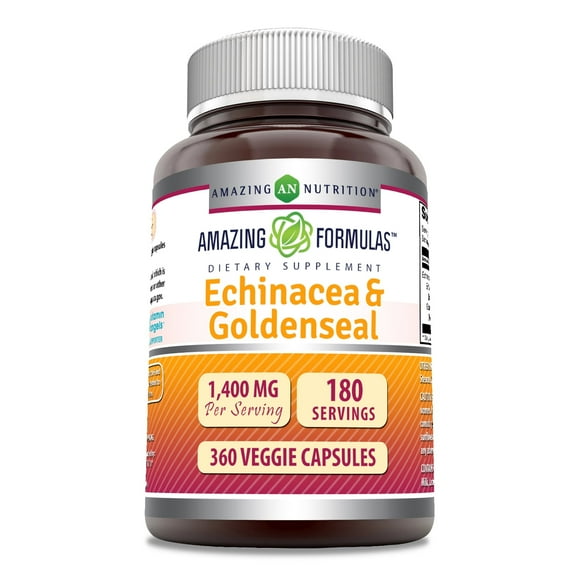 Amazing Formulas Echinacea with Goldenseal 1400 mg Per Serving 360 Veggie Capsules Supplement | Non-GMO | Gluten Free | Made in USA
