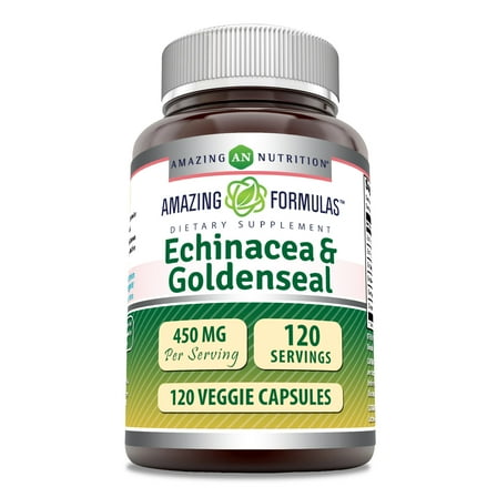Amazing Formulas Echinacea with Goldenseal 450 Mg Per Serving 120 Veggie Capsules | Non-GMO | Gluten Free | Made in USA | Ideal for Vegetarian