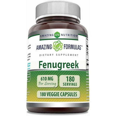 Amazing Formulas Fenugreek 1220 Mg per Serving 180 Veggie Capsules Supplement | Non-GMO | Gluten-Free |