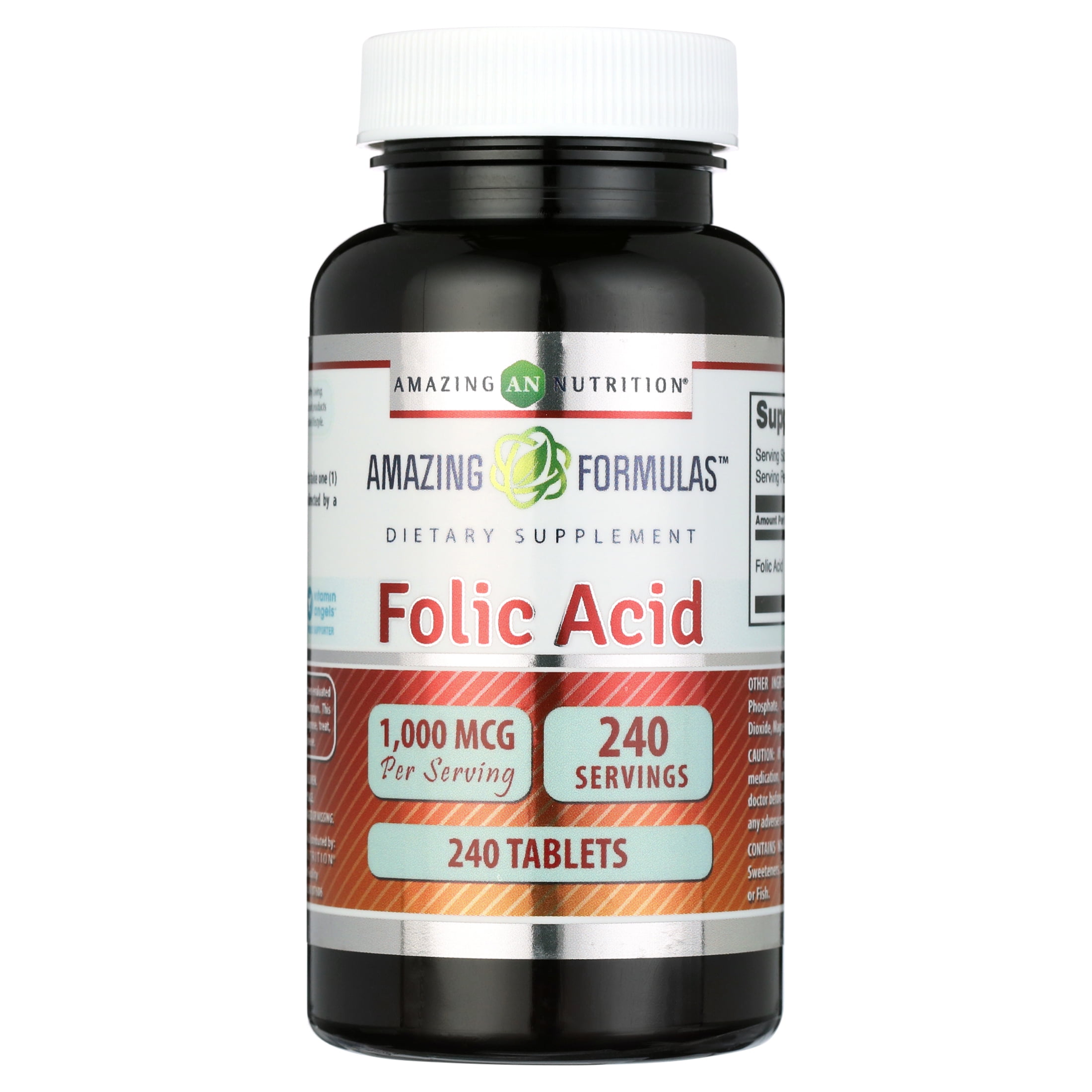 Amazing Formulas Folic Acid 1000 mcg (1 mg) 240 Tablets Supplement | Vitamin B9 | Non-GMO | Gluten Free | Made in USA