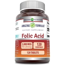 Amazing Formulas Folic Acid 5000 Mcg Per Serving 120 Tablets Supplement | Non-GMO | Gluten Free | Made in USA