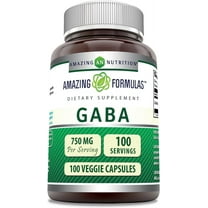Amazing Formulas GABA 750 Mg per Serving 100 Veggie Capsules Supplement| Non-GMO | Gluten-Free | Made in USA | Ideal for Vegetarians