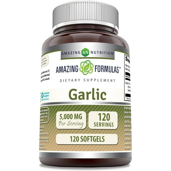 Amazing Formulas Garlic 5000 Mg Per Serving 120 Softgels Supplement | Non-GMO | Gluten Free | Made in USA
