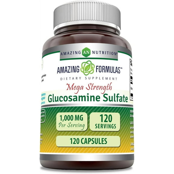 Amazing Formulas Glucosamine Sulfate Mega Strength Supplement | 1000 Mg per Serving | 120 Capsules | Non-GMO | Gluten-Free | Made in USA
