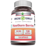 Amazing Formulas Hawthorn Berries 565 Mg Per Serving 120 Capsules Supplement | Non-GMO | Gluten-Free