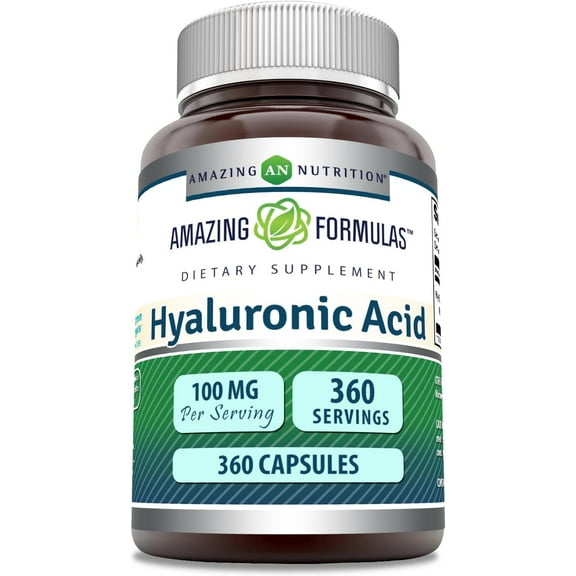Amazing Formulas Hyaluronic Acid 100mg Per Serving 360 Capsules Supplement | Non GMO | Gluten Free | Made in USA