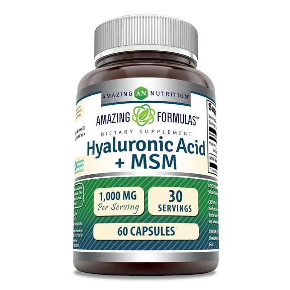 Amazing Formulas Hyaluronic Acid & MSM 500 Mg Per Serving 60 Capsules Supplement | Non-GMO | Gluten Free | Made in USA