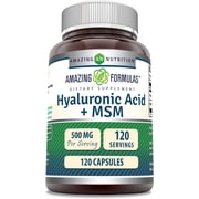 Amazing Formulas Hyaluronic Acid & MSM 1000 Mg Per Serving 120 Capsules Supplement | 100mg Hyaluronic Acid & 900mg MSM Per Serving | Non-GMO | Gluten Free