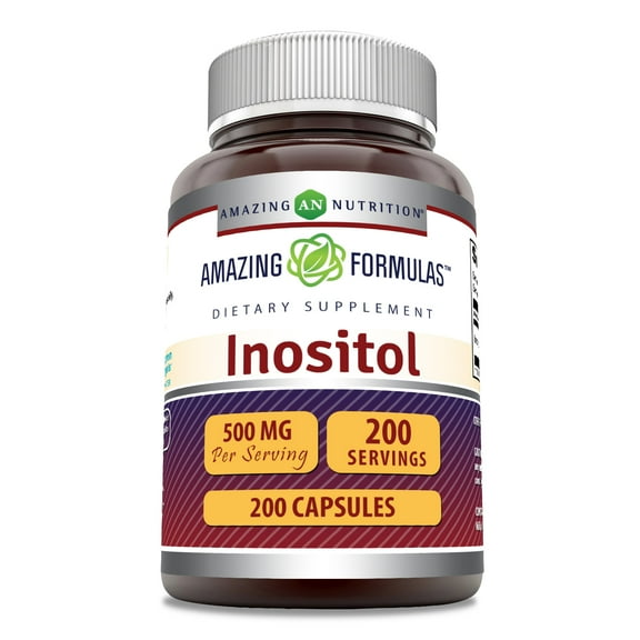Amazing Formulas Inositol 500 mg 200 Capsules Supplement | Non-GMO | Gluten Free | Made in USA