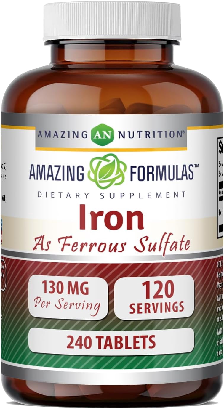 Amazing Nutrition, Iron Supplement, 240 Tablets Non-GMO Gluten Free ...