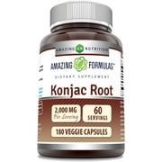 Amazing Formulas Konjac Root - 2000 mg per Serving of 3 Veggie Capsules, 180 Veggie Capsules Per Bottle - Supports Healthy Weight Management, Supports Digestive Health, Promotes Feeling of Satiety*