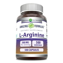 Amazing Formulas L-Arginine 500 Mg Per Serving 500 Capsules Supplement | Amino Acid Supplement for Men & Women | Non-GMO | Gluten Free | Made in USA