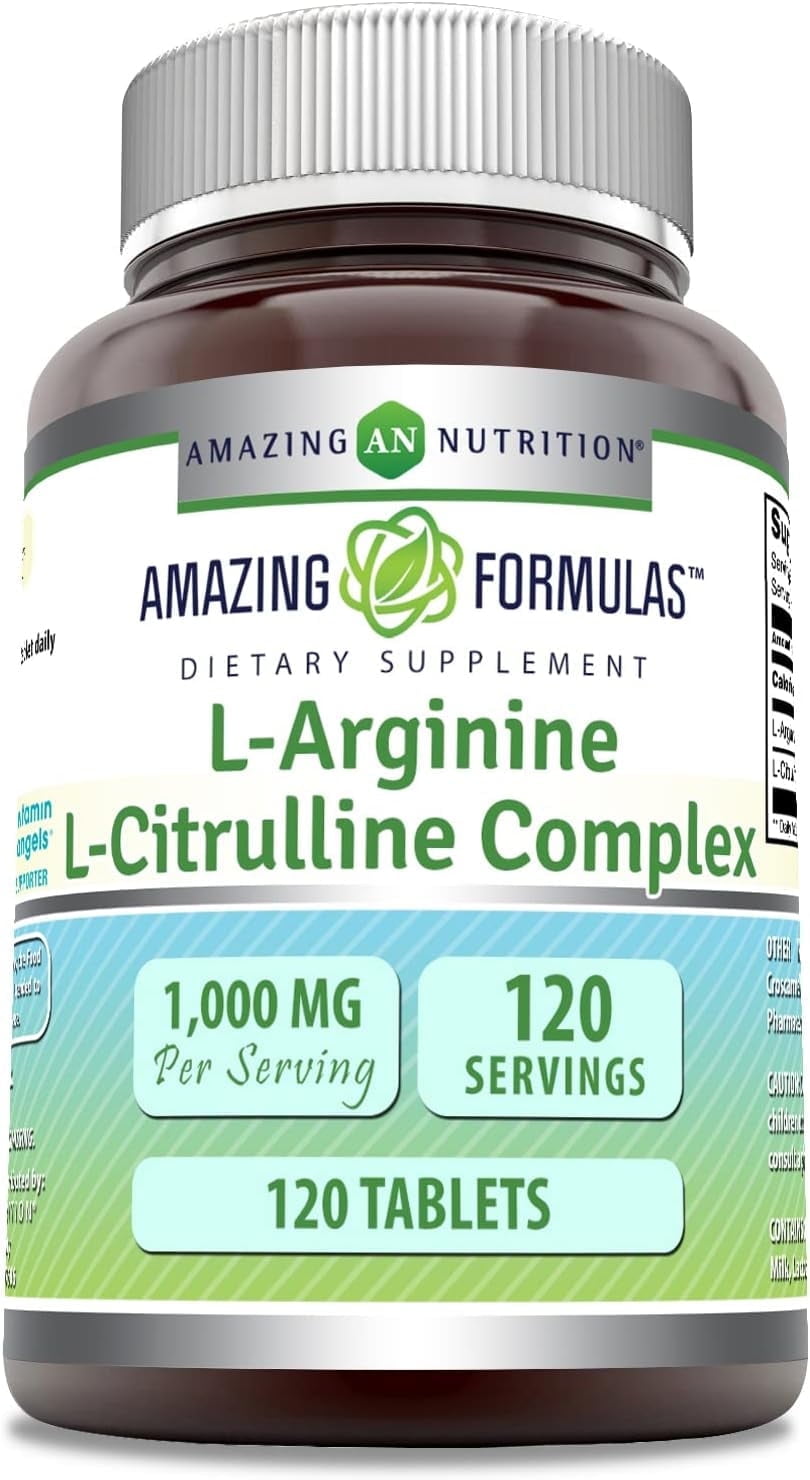 carnitine and l arginine Amazing Formulas L-Arginine/L-Citrulline Complex 1000mg Per Serving 120  Tablets Supplement| Non-GMO