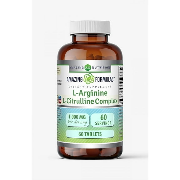 Amazing Formulas L-Arginine/L-Citrulline Complex 1000mg Per Serving 60 Tablets Supplement| Non-GMO | Gluten Free | Made in USA