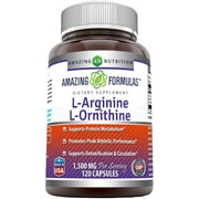 Amazing Formulas L-Arginine/L-Ornithine 1500 Mg Per Serving, 120 Capsules-Supports Protein Matabolism, Promotes Peak Athletic Performance, Supports Detoxification & Circulation