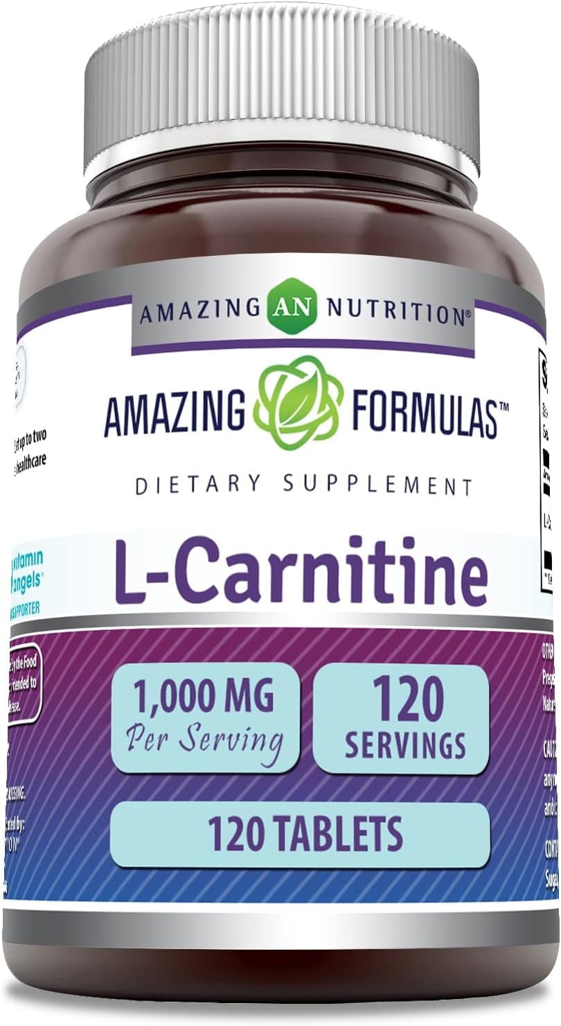 finest nutrition l carnitine Amazing Formulas L-Carnitine 1000mg Tablets, Vegan Supplement, 120 Count