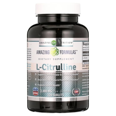 Amazing Formulas L Citrulline 2000mg Per Serving 120 Tablets (Non-GMO,Gluten Free) - Promotes Healthy Circulation & Cardiovascular Health - Enhances Endurance