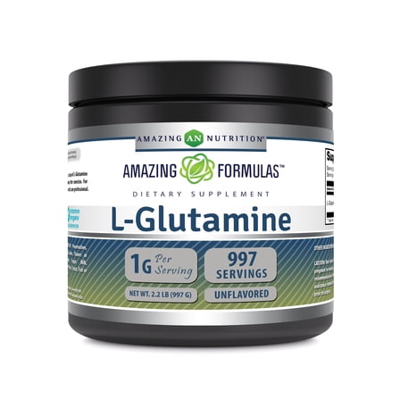 Amazing Formulas L-Glutamine 2.2 Lb Powder Supplement | 5000 Grams | Unflavored | Amino Acid Supplement | Non-GMO | Gluten Free | Made in USA