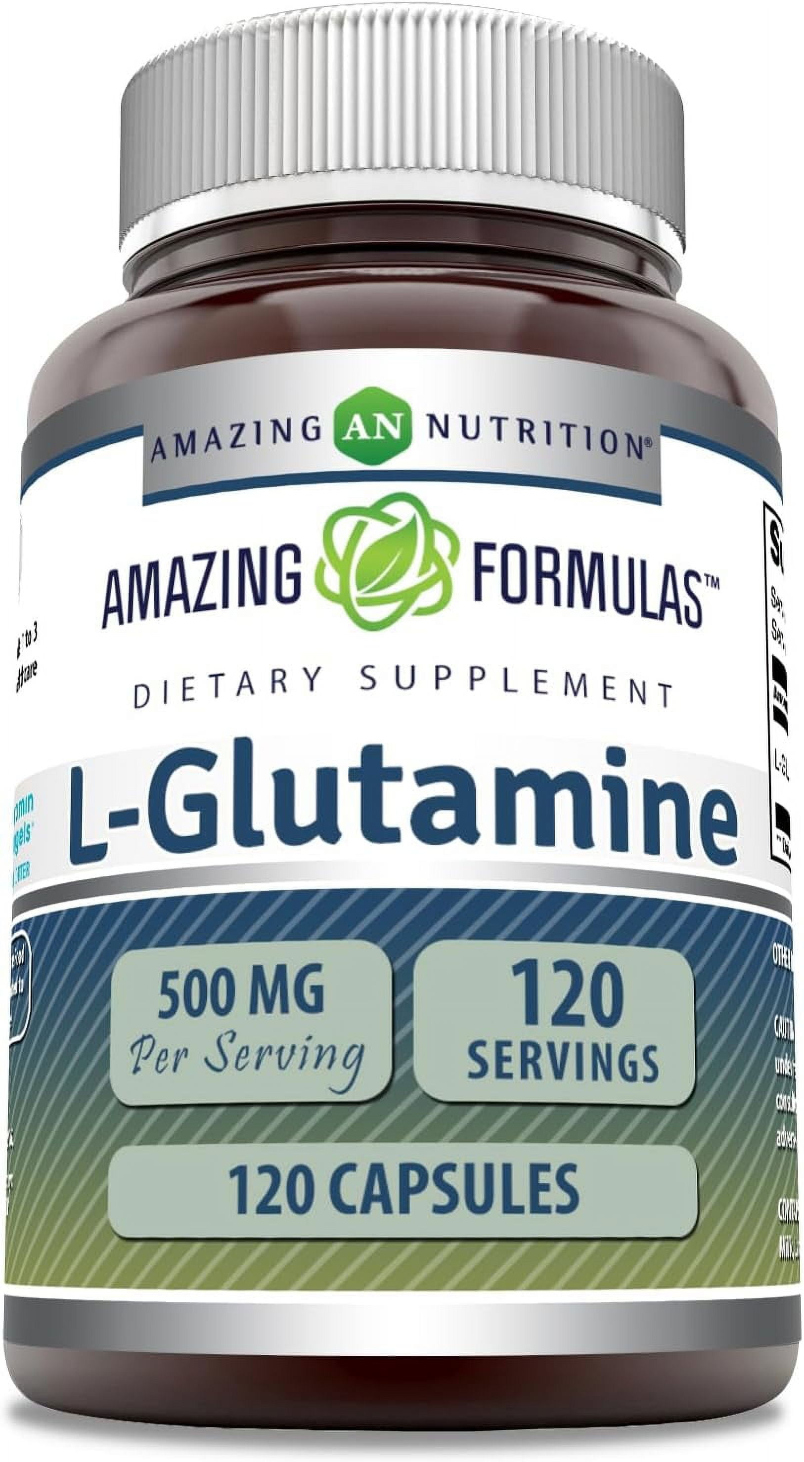 Amazing Formulas L-Glutamine 500mg 120 Capsules Supplement | Non-GMO ...