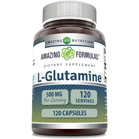 Amazing Formulas L-Glutamine 500mg 120 Capsules Supplement | Non-GMO | Gluten Free | Made in USA