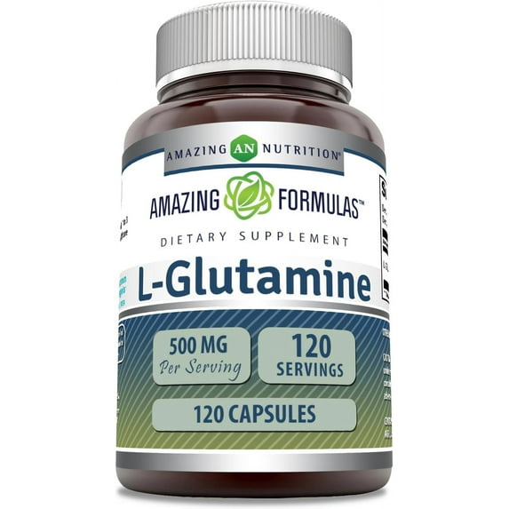 Amazing Formulas L-Glutamine 500mg 120 Capsules Supplement | Non-GMO | Gluten Free | Made in USA
