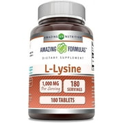 Amazing Formulas L-Lysine 1000mg Amino Acid Vitamin 180 Tablets Supplement