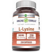 Amazing Formulas L-Lysine 500 mg Per Serving 250 Capsules Amino Acid Supplement | L-Lysine HCL | Ideal for Men & Women | Non-GMO | Gluten Free