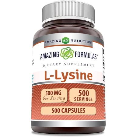 Amazing Formulas L-Lysine 500 mg Per Serving 500 Capsules Amino Acid Supplement | L-Lysine HCL | Ideal for Men & Women | Non-GMO | Gluten Free