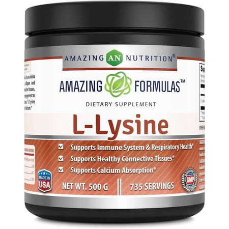 Amazing Formulas L-Lysine 680 mg Per Serving Powder | Amino Acid Supplement |735 Serving per Bottle | Ideal for Men & Women | Non-GMO | Gluten Free |