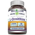 thumbnail image 1 of Amazing Formulas L-Ornithine 1500 Mg Per Serving 120 Veggie Capsules Supplement | Non-GMO | Gluten Free | Made in USA, 1 of 6