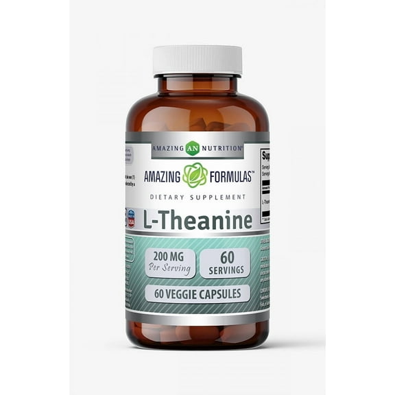 Amazing Formulas L-Theanine 200 Mg Per Serving 60 Veggie Capsules Supplement | Non-GMO | Gluten-Free | Made in USA
