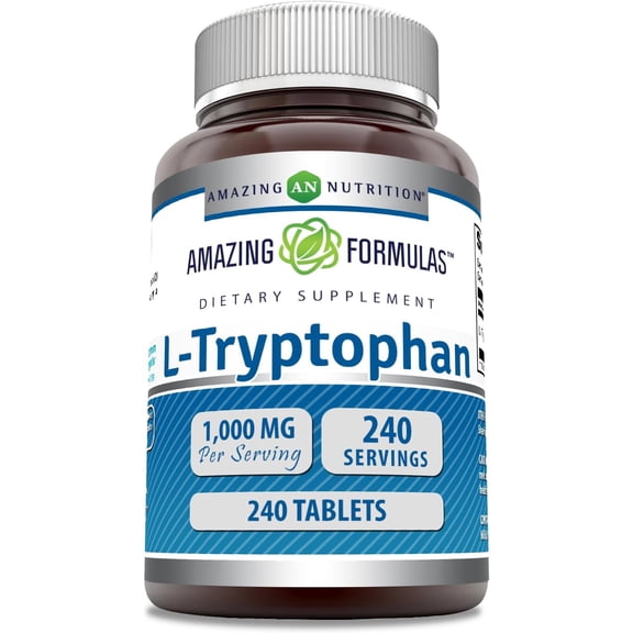 Amazing Formulas L-Tryptophan 1000mg Per Serving 240 Tablets Supplement | Non-GMO | Gluten Free