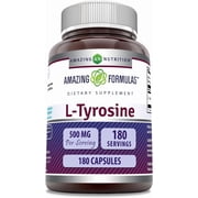 Amazing Formulas L-Tyrosine 500 mg Per Serving 180 Capsules | Amino Acid Supplement | Non-GMO | Gluten Free