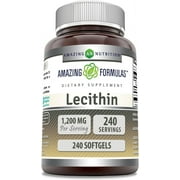Amazing Formulas Lecithin 1200mg Per Serving High Potency 240 Softgels Supplement | Non-GMO | Gluten Free