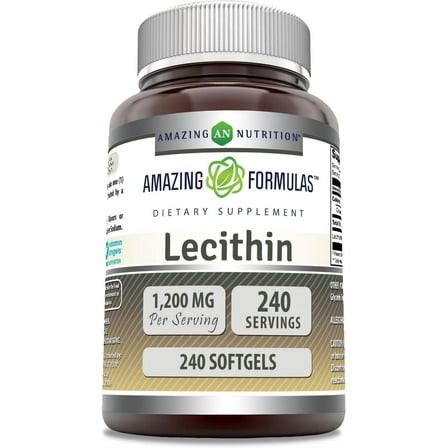 Amazing Formulas Lecithin 1200mg Per Serving High Potency 240 Softgels Supplement | Non-GMO | Gluten Free