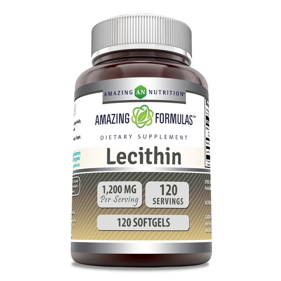 Amazing Formulas Lecithin 1200mg Per Serving High Potency 120 Softgels Supplement | Non-GMO | Gluten Free