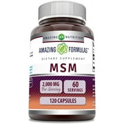 Amazing Formulas MSM 2000 mg Per Serving 120 Capsules Supplement | Methylsulfonylmethane | 60 Servings | Non-GMO | Gluten Free