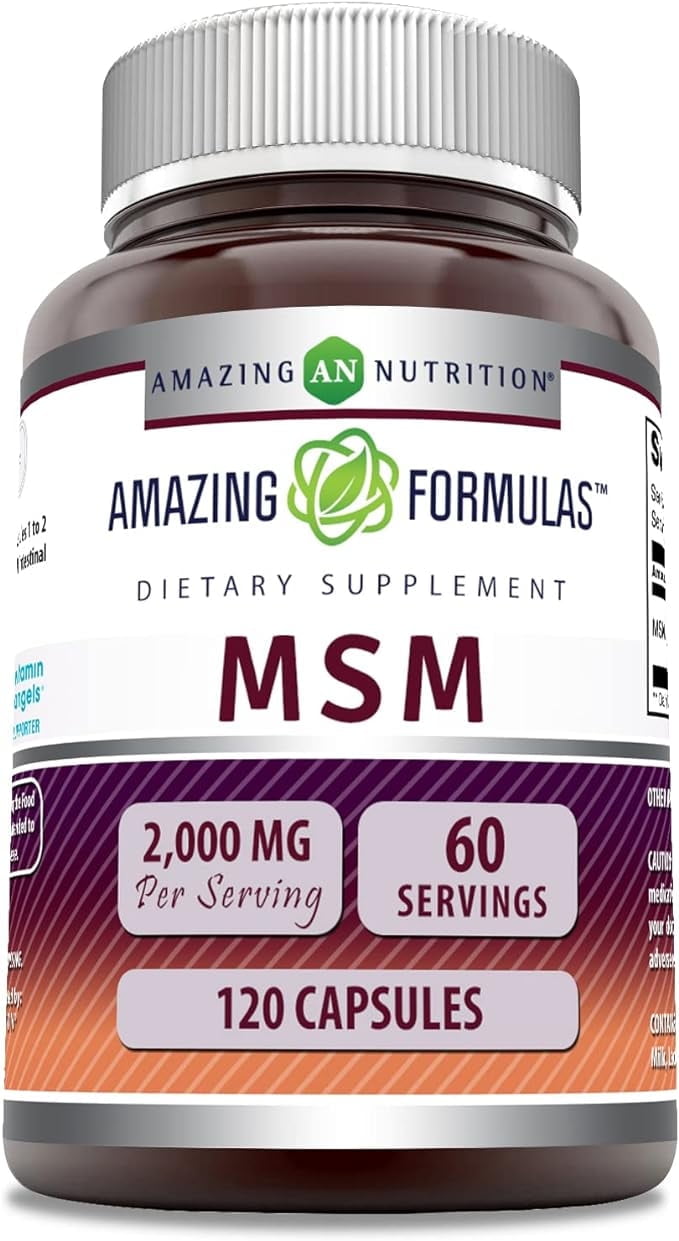 Amazing Formulas MSM 2000 mg Per Serving 120 Capsules Supplement