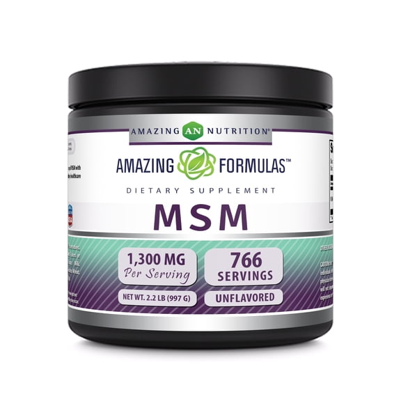 Amazing Formulas MSM (Methylsulfonylmethane) 997g (2.2 Lb) Powder Unflavored Supplement | 1300 mg Per Serving | 776 Servings | Non-GMO | Gluten Free