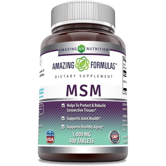 Amazing Formulas MSM 1000 Mg Per Serving 400 Tablets Supplement | Methylsulfonylmethane | Non-GMO | Gluten Free