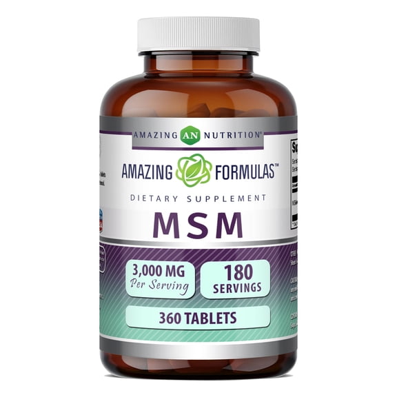 Amazing Formulas MSM (Methylsulfonylmethane) 3000mg Per Serving 360 Tablets Supplement | Non-GMO | Gluten Free