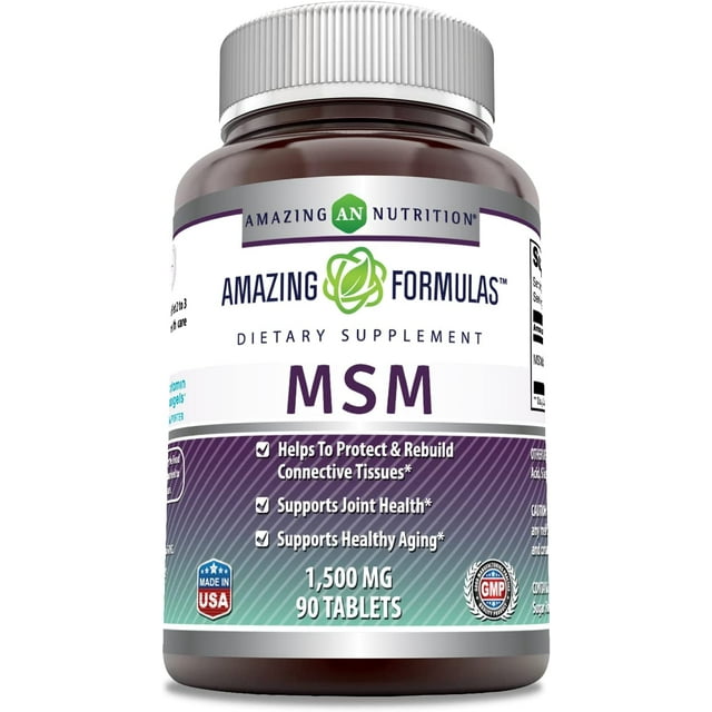 Amazing Formulas MSM Supplement, 1500mg, 90 Tablets NonGMO, Gluten
