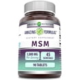 thumbnail image 1 of Amazing Formulas MSM (Methylsulfonylmethane) 3000mg Per Serving 90 Tablets Supplement | Non-GMO | Gluten Free, 1 of 6